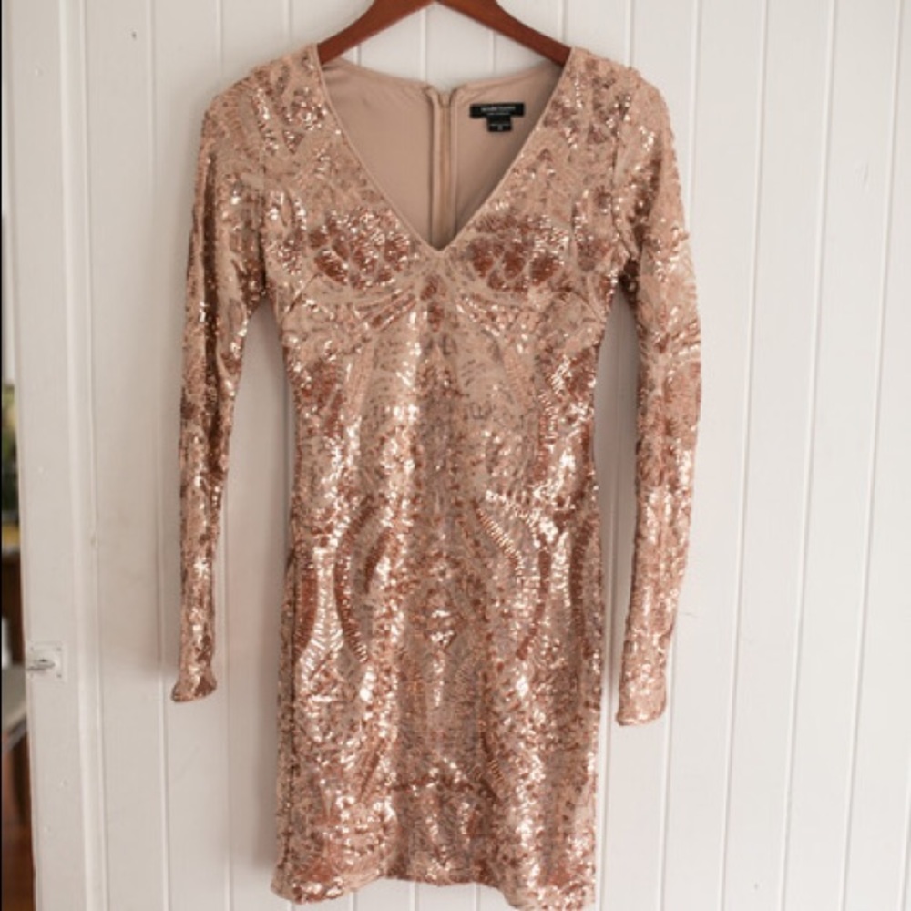 Marciano Sequin Bodycon Dress in Rose Gold